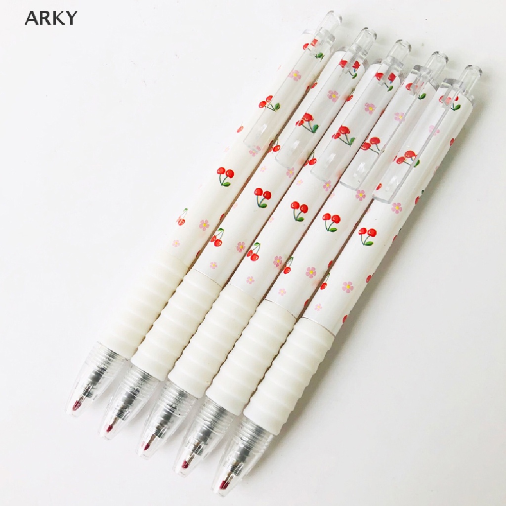 Set 5 Bút Bi Mực Đen Ngòi 0.5mm Hình Trái Cherry Dễ Thương