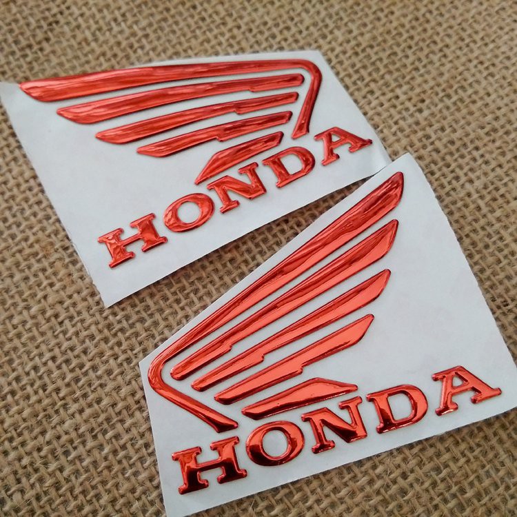 Bộ 2 tem logo cánh én HONDA 3D nổi tem trang trí- Đỏ