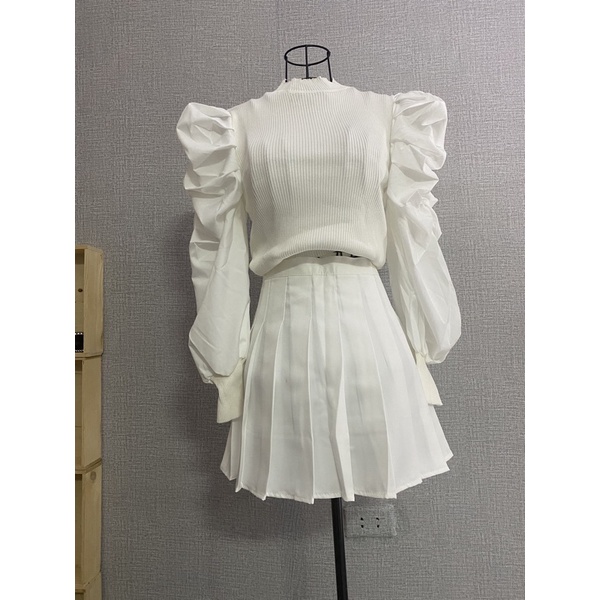 A7 Áo Len Tăm Tay Bồng Sơ Mi Có Hai Màu Thu Đông | BigBuy360 - bigbuy360.vn