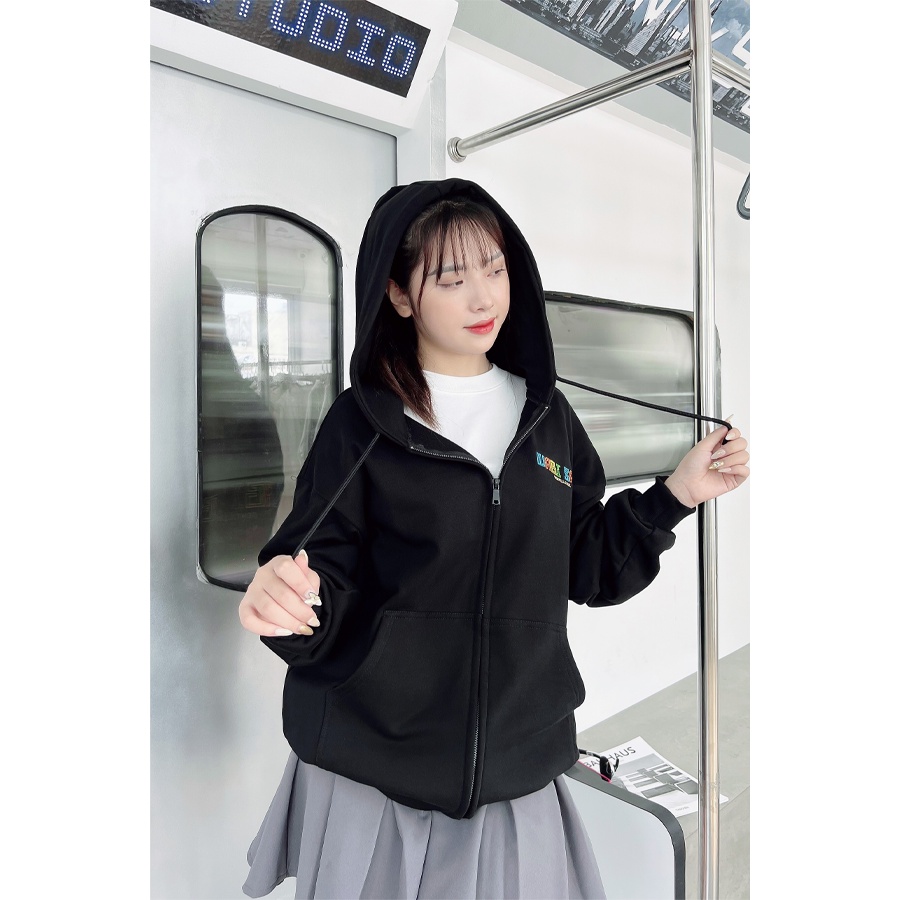 Áo Hoodie Zip chữ thêu Wabisabi nỉ cotton 100% chân cua chính phẩm - WSHD1