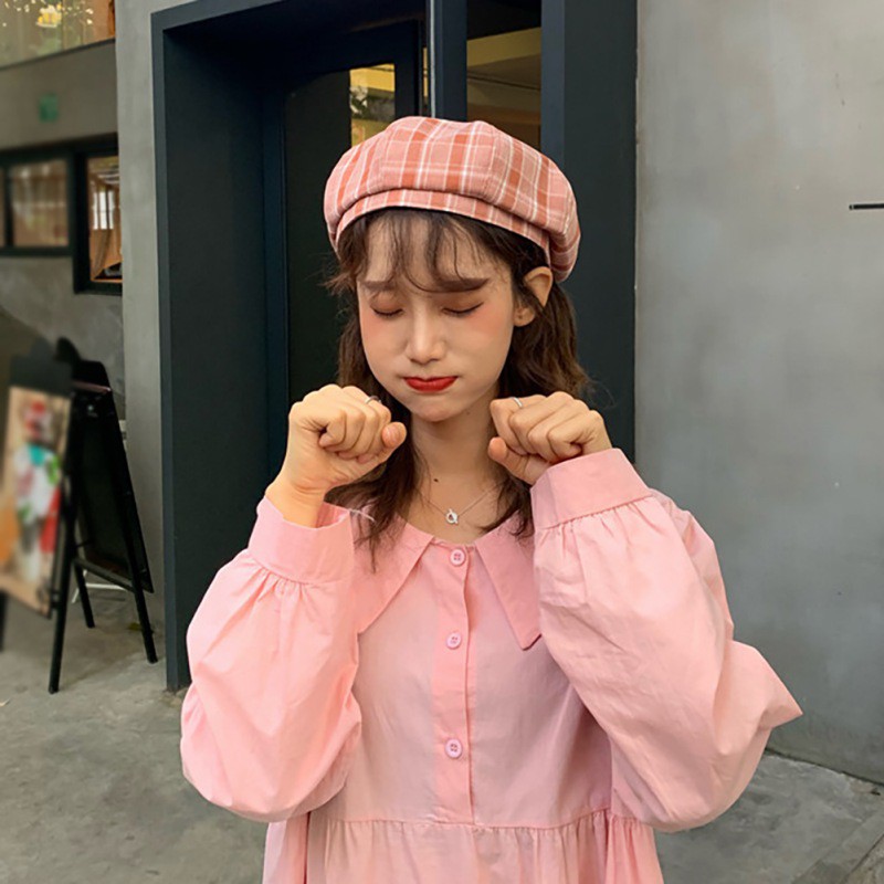 Mũ Lưỡi Trai Họa Tiết Ca Rô Phong Cách Cổ Điển Dành Cho Nữ