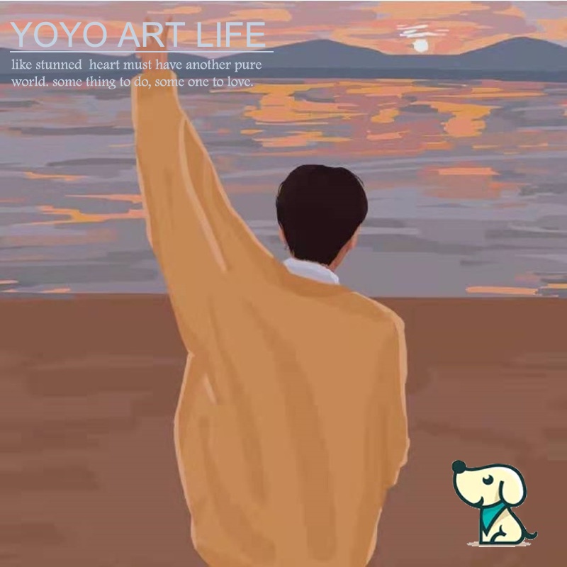 [Mã LIFE0803ALL giảm 10% đơn 0K] Bộ Tranh Sơn Dầu Tự Sơn Diy Họa Tiết Đôi Tình Nhân Dễ Thương S002