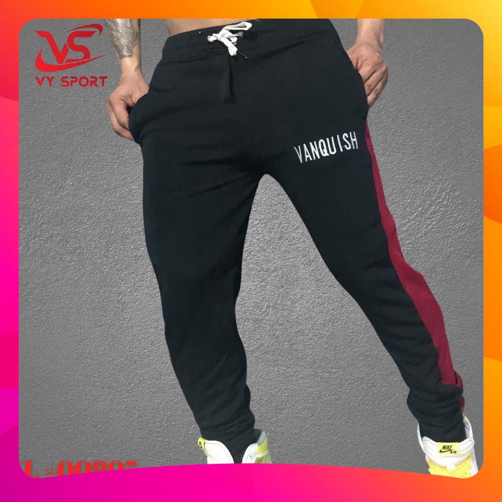 Quần dài gym nam-jogger VANQUISH giá rẻ vải thun poly thể thao co dãn tốt