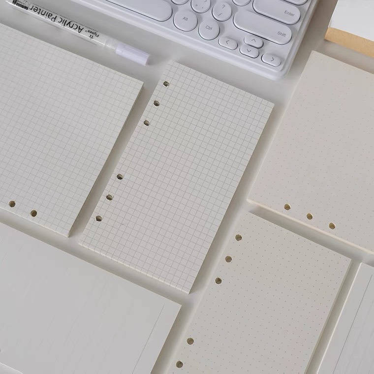 Ruột sổ còng Giấy refill grid, kẻ ngang, chấm, trơn 6 lỗ 40 tờ A5, A6