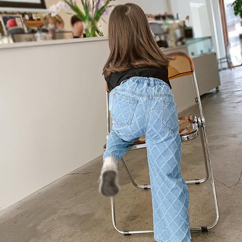 Quần Dài Họa Tiết Ca Rô Phong Cách Hàn Quốc Cho Bé Gái