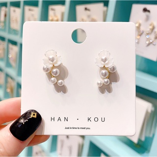 Khuyên Tai Bông Tai Đính Ngọc Trai Nhân Tạo Hình Hoa Lá Đáng Yêu Nữ Tính