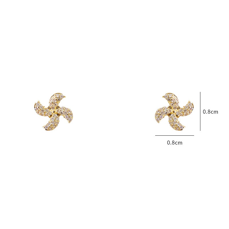 Đôi khuyên tai hình cánh quạt đính đá thanh lịch thời trang cho nữ