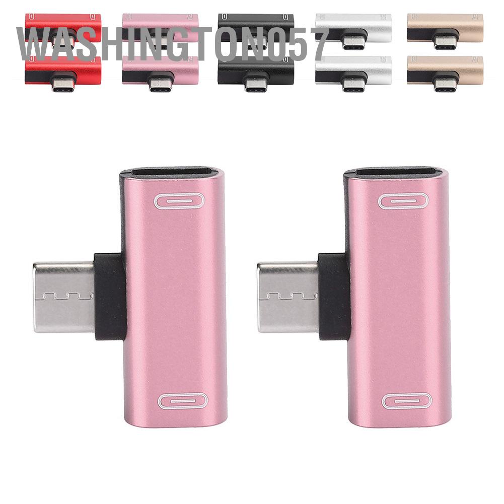 Washington057 2PCS Type‑C Converter Splitter Dual 2 In 1 to Headphone USB Audio Charger Adapter