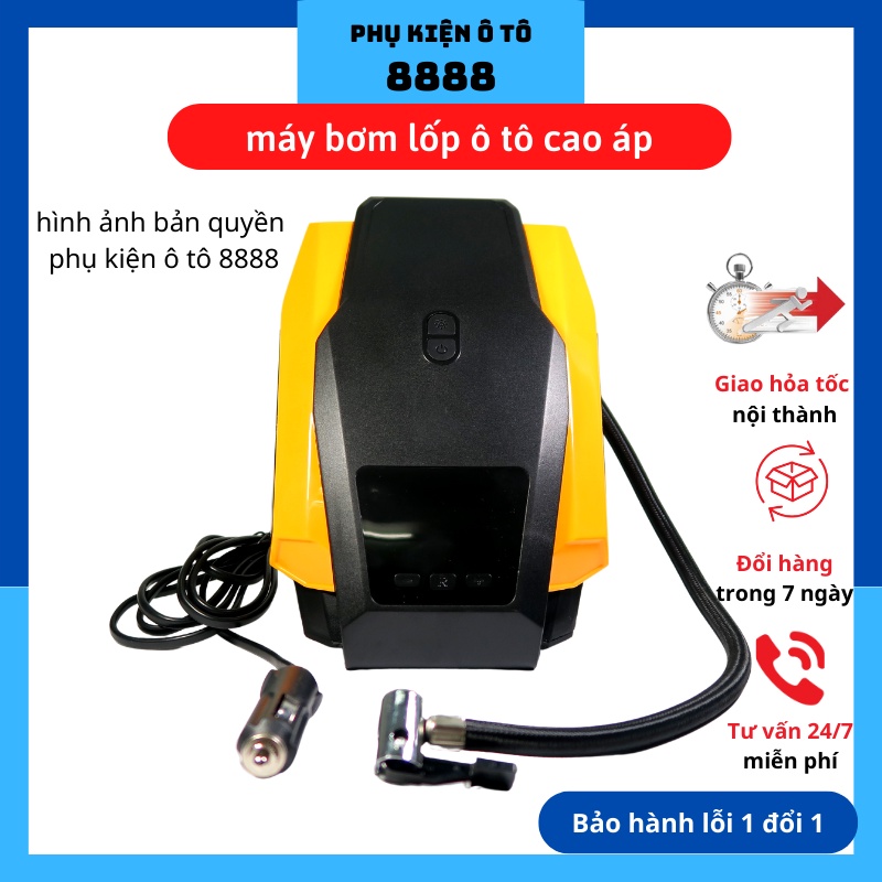 Bơm lốp xe ô tô 150PSI, 120W, màn hình LCD, tự động ngắt, có dây, đèn LED 2 trong 1, siêu bền, bơm siêu nhanh, +bộ đầu