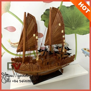 [Dài 40cm x Cao 40cm] Mô hình tàu thuyền gỗ trang trí nhà cửa - tàu gỗ phong thủy thuận buồm xuôi gió quà tặng trang trí