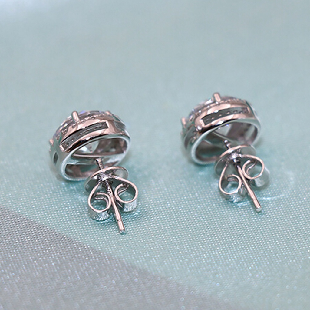 Đôi khuyên tai hợp kim tròn khảm đá Zicron lấp lánh thanh lịch và tinh tế cho nữ