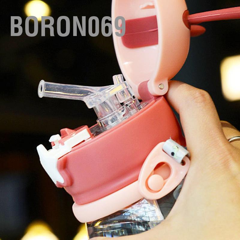 Boron069 Cốc nước Dung tích lớn Mùa hè Mẫu giáo Hình con hươu nhựa có ống hút cho trẻ em