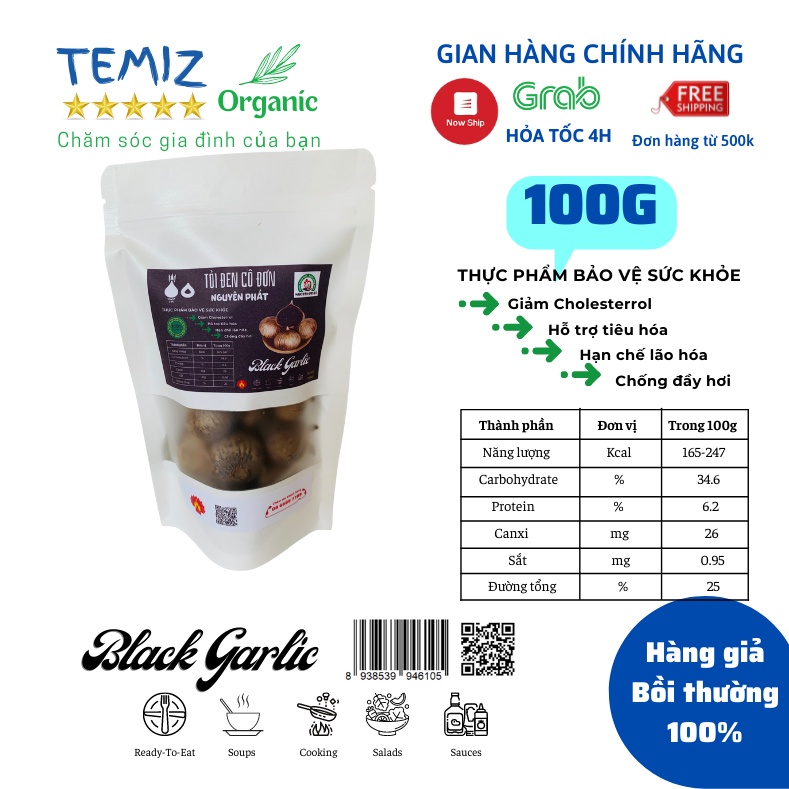 Tỏi đen cô đơn Nguyên Phát 100% lên men tự nhiên từ tỏi tươi một nhánh Châu Yên Sơn La | BigBuy360 - bigbuy360.vn