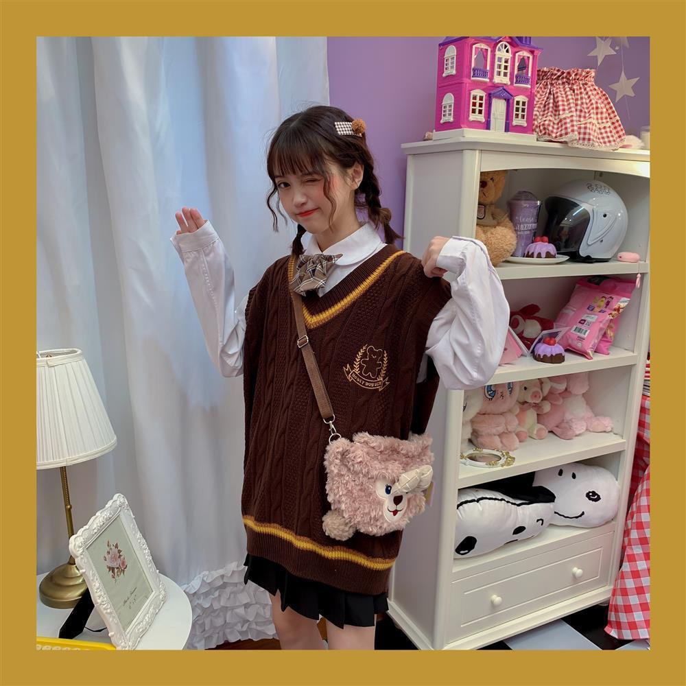 Set Áo Sơ Mi + Áo Len Không Tay Dáng Rộng Họa Tiết One Piece Thời Trang Xuân Thu | BigBuy360 - bigbuy360.vn