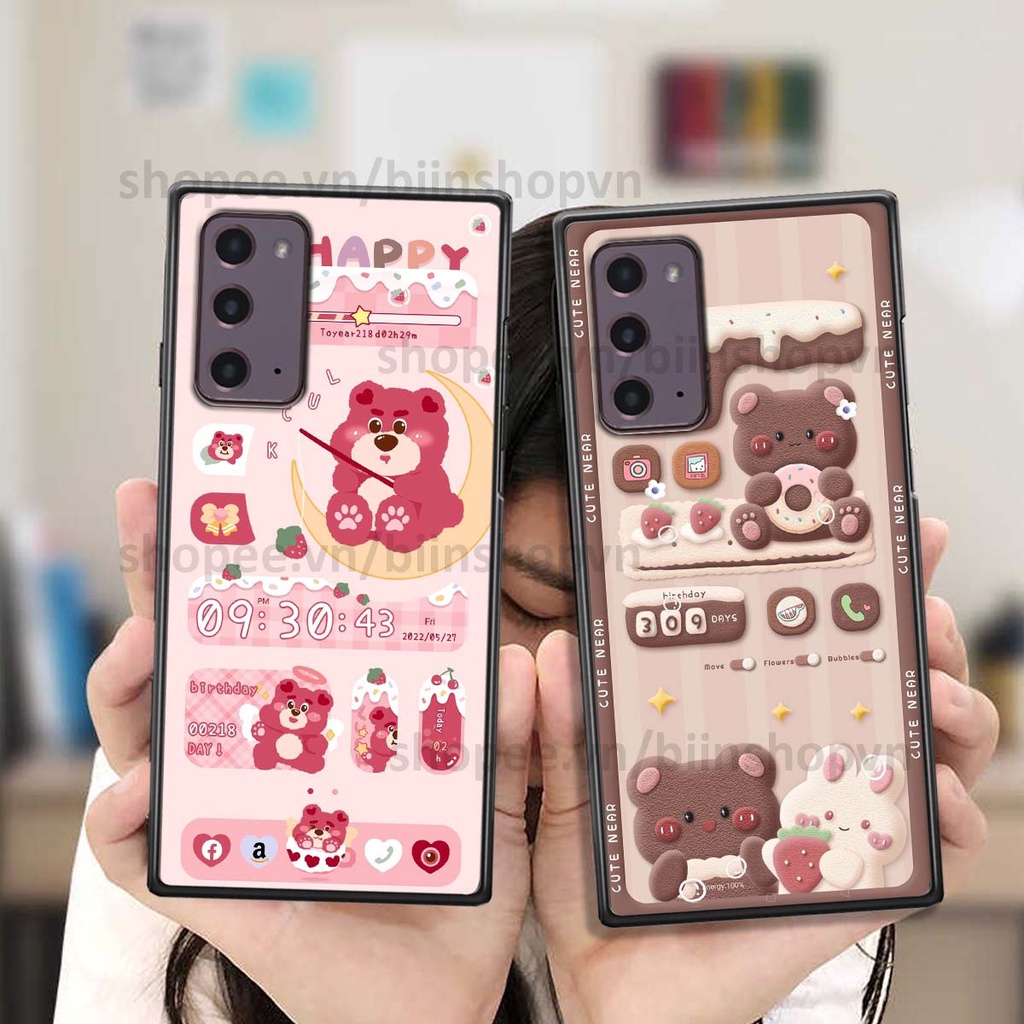 Ốp Samsung Note 20 in 3D icon gấu nổi siêu xinh, siêu đáng yêu, cá tính phong cách