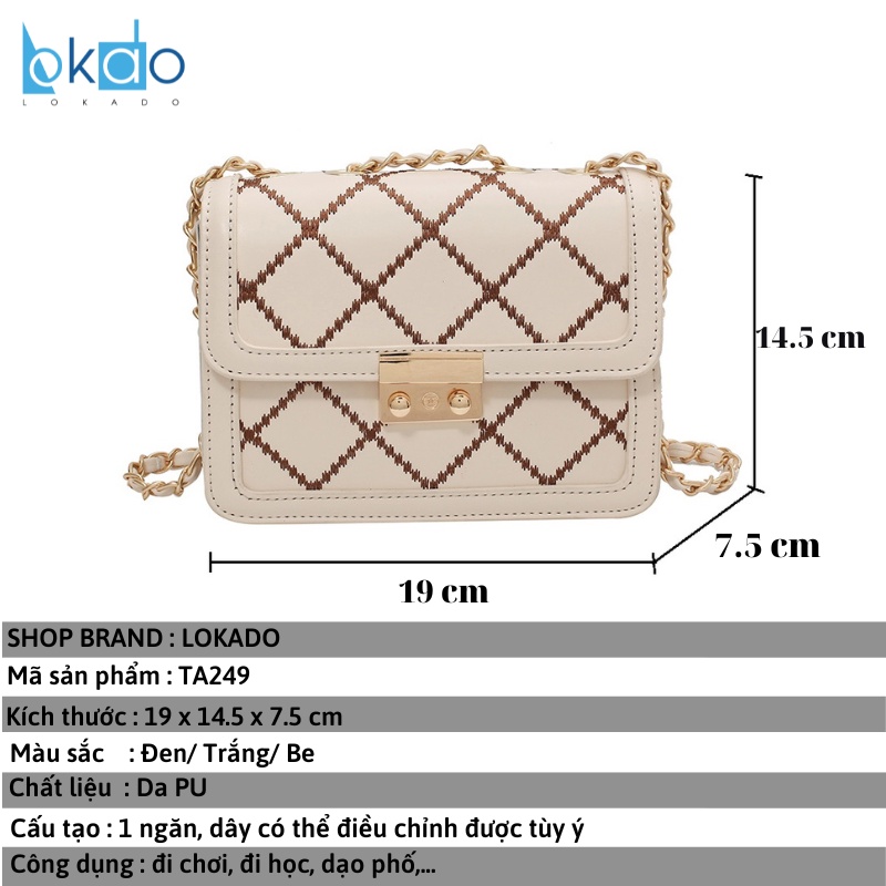 Túi đeo chéo nữ đẹp đi chơi phong cách Hàn Quốc 3 ngăn trần trám hoạ tiết kẻ HY249