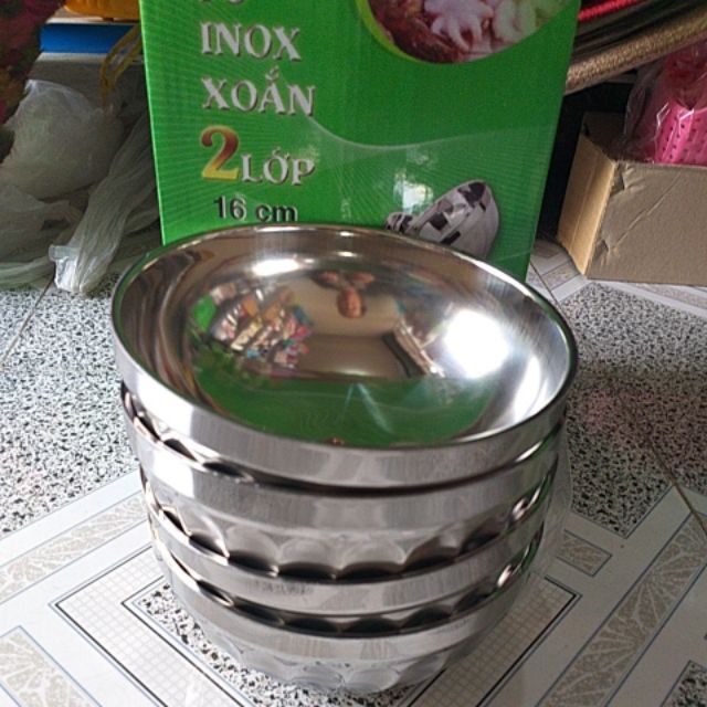 Tô inox xoắn 2 lớp 16 cm