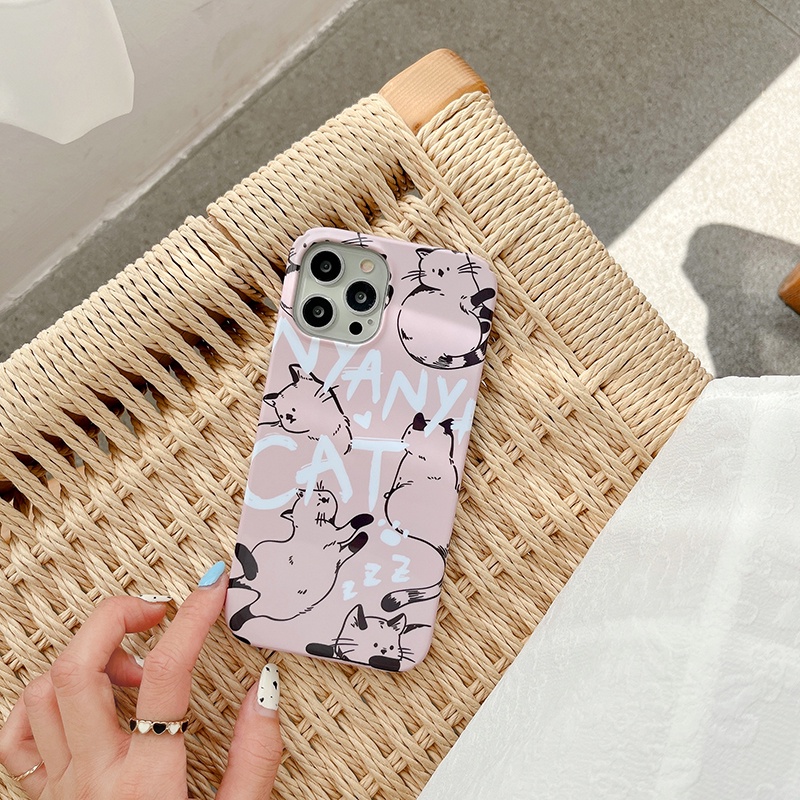 Ốp lưng chống sốc điện thoại màu tím cho iphone 12 pro 13 pro max cứng ốp lưng iphone 11 xs max xr x / xs ốp lưng điện thoại hình mèo dễ thương