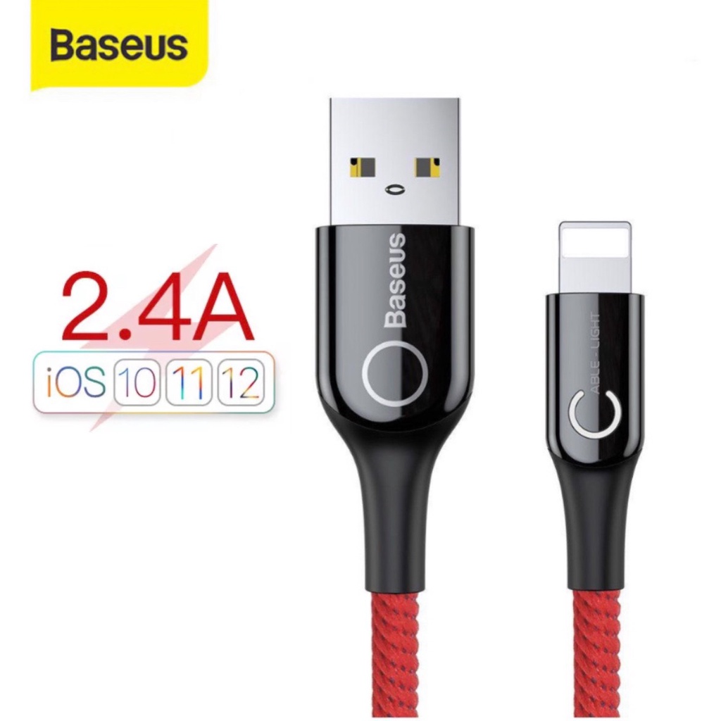 Dây sạc ip2.4a Baseus Cáp bọc dù dùng cho 6 7 8 plus x xsmax 11 12 pro ...- HSHOP