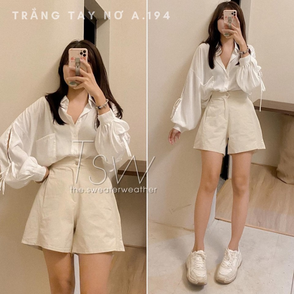 Áo Sơ Mi Tay Bồng Nhún Cổ Đức Cài Cúc Cực Xinh Freesize<53kg - A.115 | BigBuy360 - bigbuy360.vn