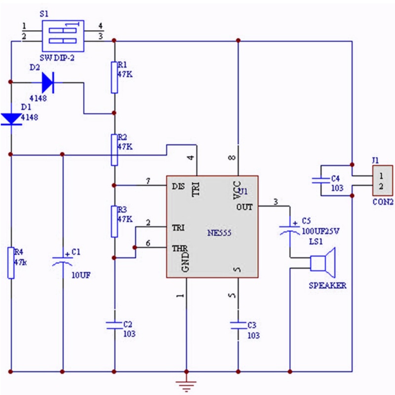 Bộ Loa Điện Tử Dao Động NE555 8R 0 25W DIY Có Đèn LED Chất Lượng Cao