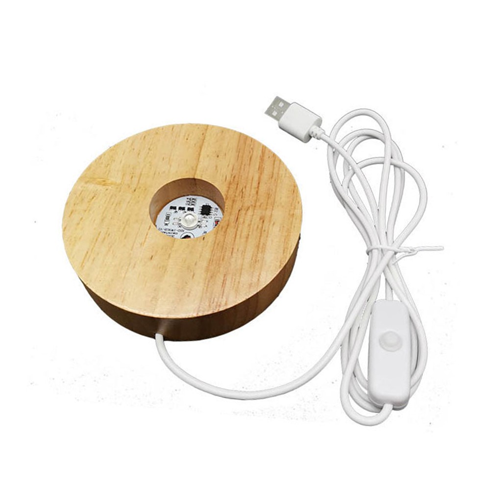 Đế gỗ tròn có đèn led trang trí lãng mạn