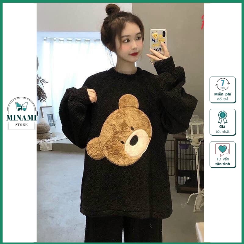 (Ảnh và video) Bộ Ngủ Gấu Lông 2 Mặt Trắng Đen Minami.Store Mã 610 (New) | BigBuy360 - bigbuy360.vn