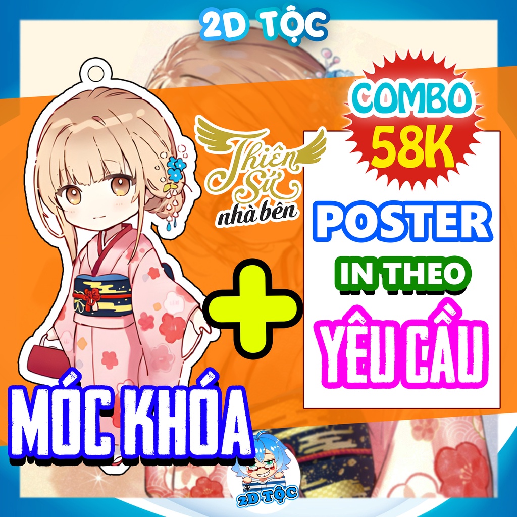 Set 2 poster chất lượng cao in theo yêu cầu - kèm móc khóa Anime Thiên Sứ Nhà Bên cực xịn