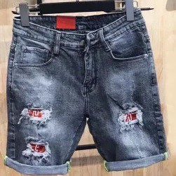 Quần short jean họa tiết kết hợp rách gối tăng vẻ đẹp chiếc quần, quần sọt jean thời trang nam S39