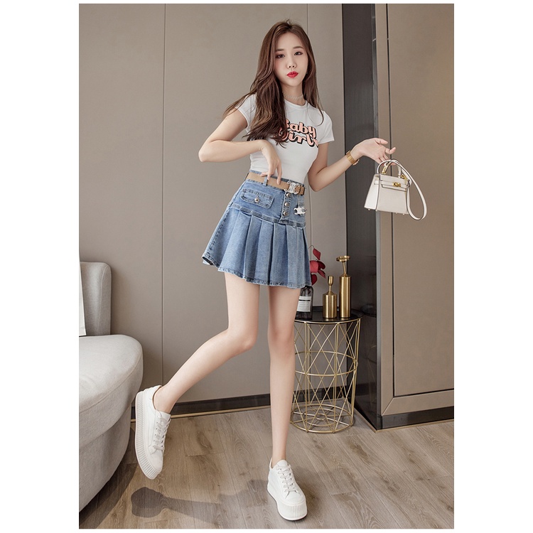 Chân váy nữ, chân váy jeans xếp ly size S M L SKUCV-18A
