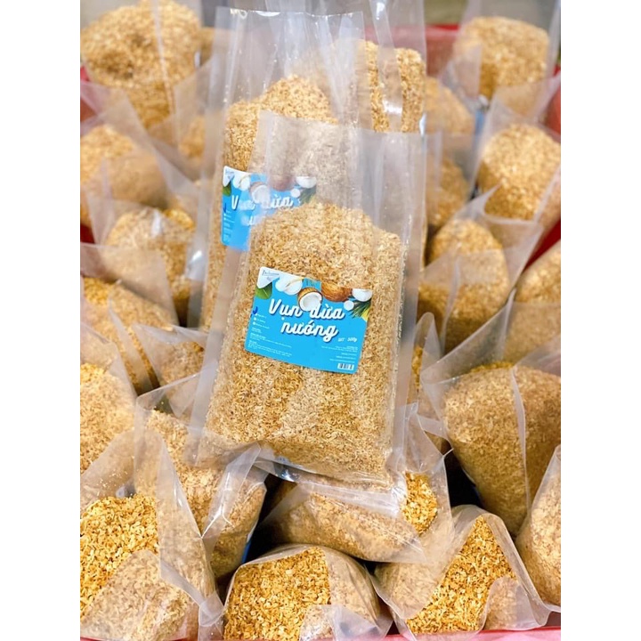 Vụn dừa nướng Bến Tre 500gr, dừa khô nướng hình hạt gạo trang trí bánh kem, trà sữa