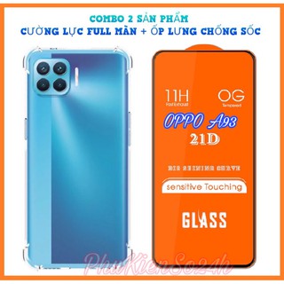 Combo Ốp Lưng TPU Chống Sốc 4 Góc + Kính Cường Lực 21D Full màn hình Cho OPPO A93 / F17 Pro 2020