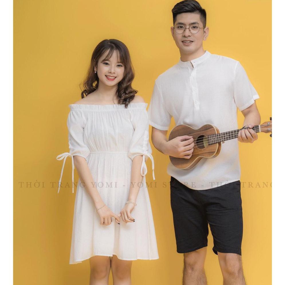 Đồ Đôi Nam Nữ Cao Cấp áo cặp hàn quốc màu trắng váy trễ vai