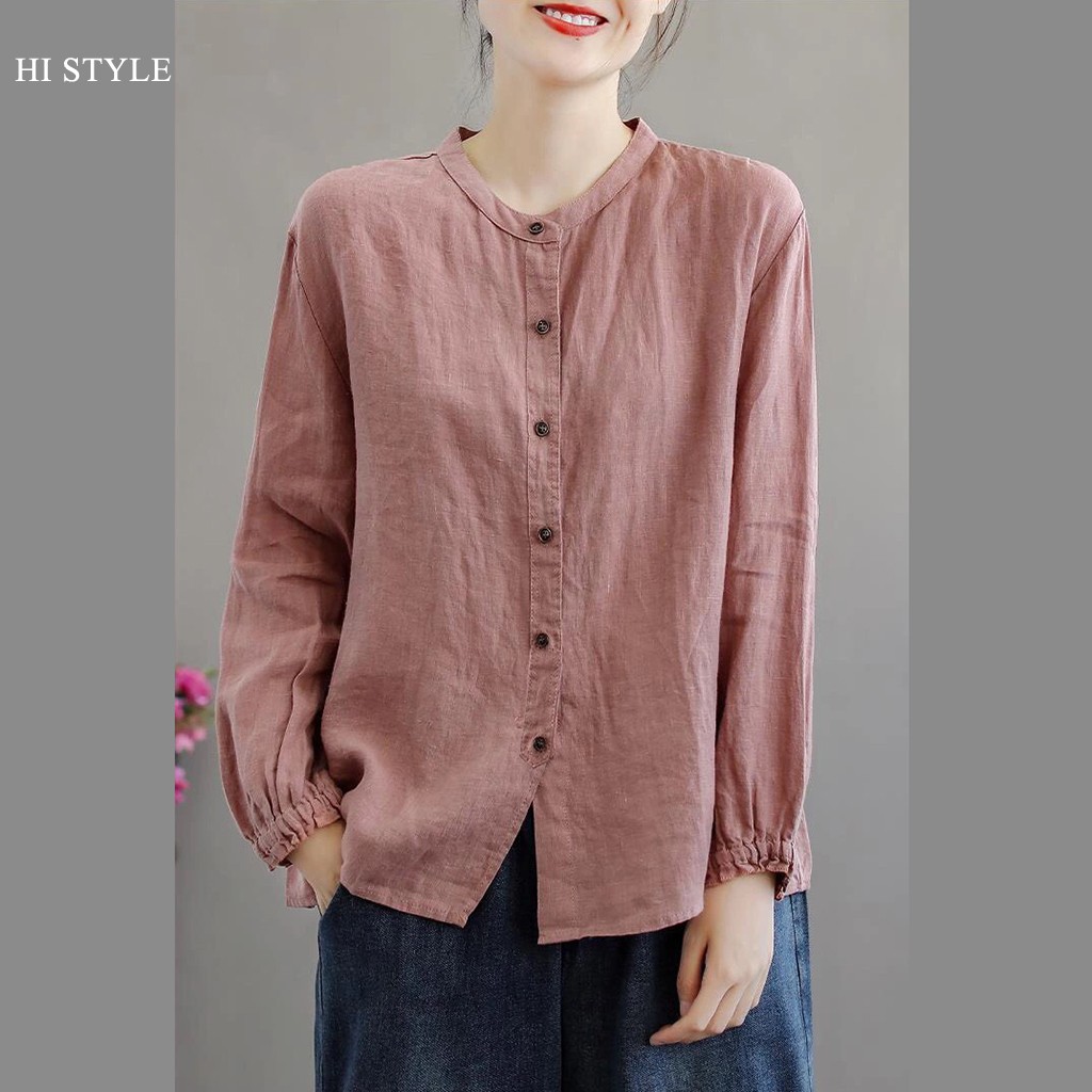 Áo Somi Nữ form rộng có size to ống tay dài kiểu dáng Vintage Rentro Áo Sơ Mi phong cách Hàn Quốc Korea - HI STYLE shop