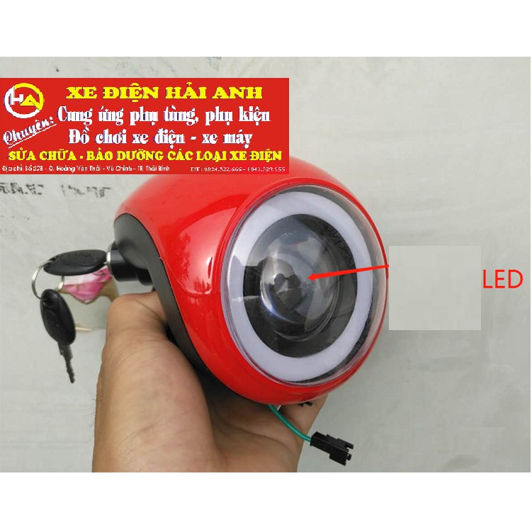 Đầu đèn bi cầu siêu sáng 48V/60V lắp cho xe đạp điện