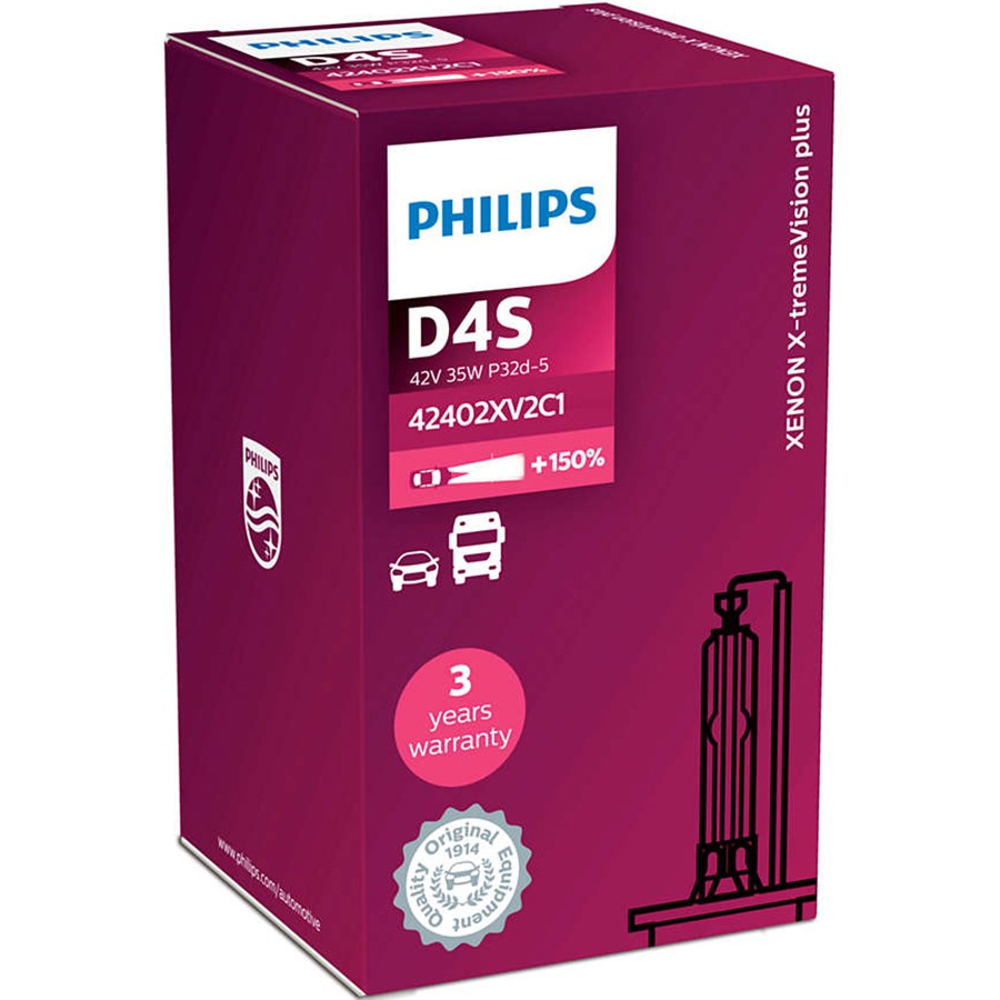 Bóng đèn pha Ô tô/Xe hơi Xenon Philips X-TREMEVISION GEN2 PLUS + 150% D4S 42402 42V 35W 4800K - Hàng Chính Hãng