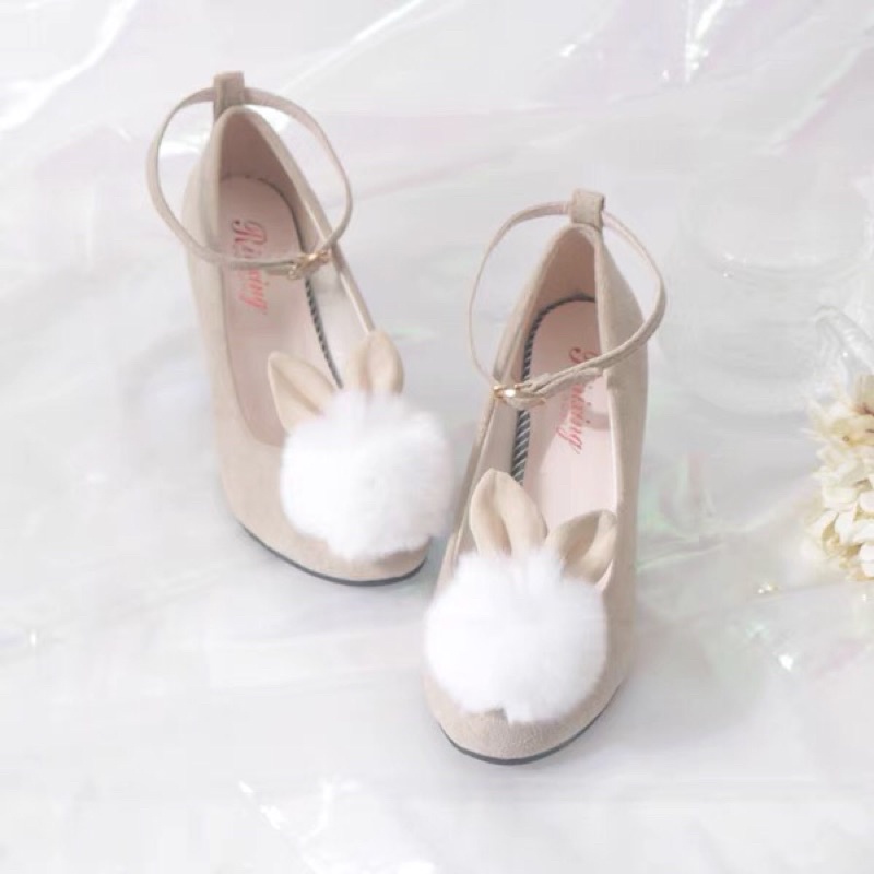 YAS0597-Giày baotou tai thỏ bông