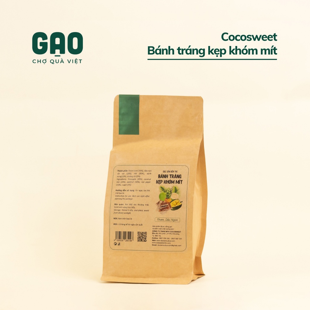 Bánh tráng kẹp khóm mít đặc sản Bến Tre - Cocosweet - Túi 400g