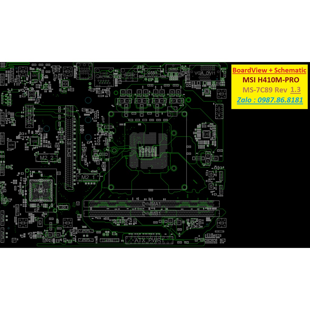 Boardview + schematic Msi H410M-PRO (MS-7C89)  REV 1.3