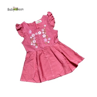 Đầm đũi tơ tay cánh tiên thêu hoa bé gái babybean