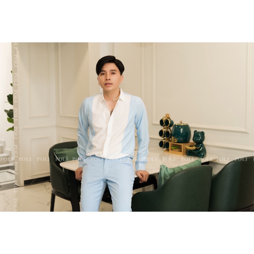 Sơ mi xanh phối quần cùng màu | BigBuy360 - bigbuy360.vn