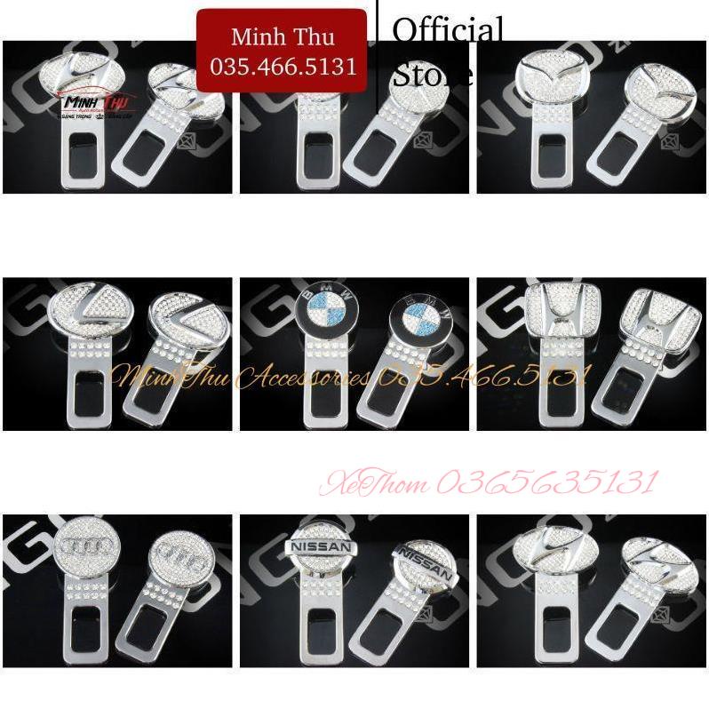 Trang Trí Ô Tô Chốt Cắm Khe Dây An Toàn Đính Đá Logo Mercedes, Toyota, Hyundai, Honda, KIA, Mazda. - Đá Swarovski