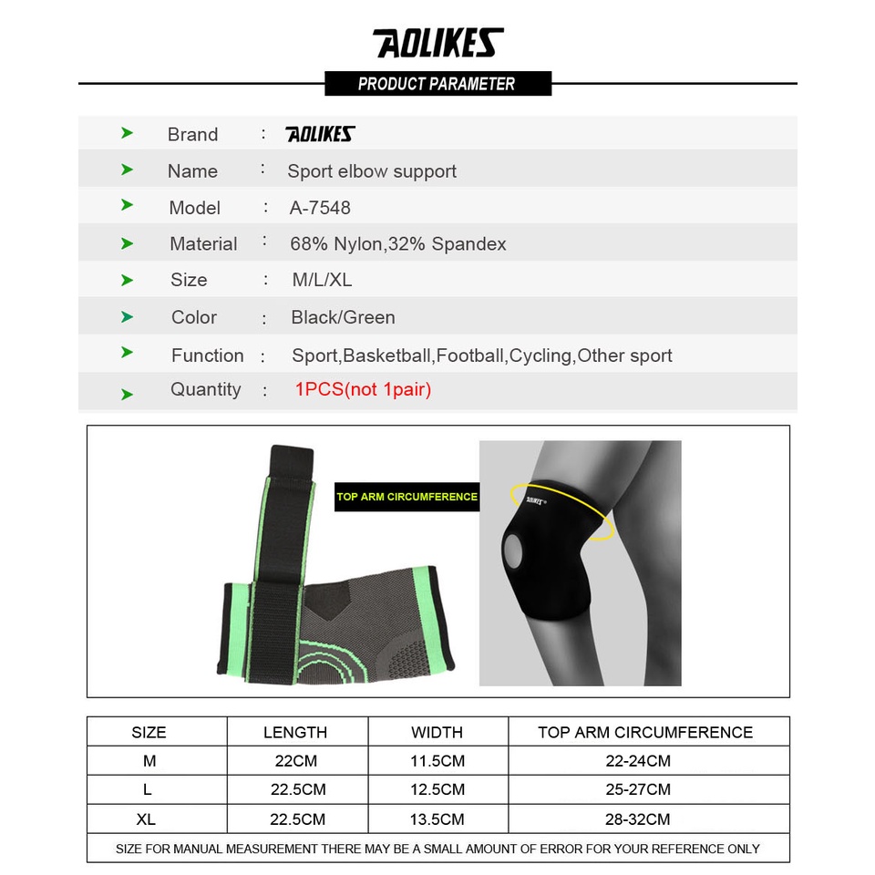 AOLIKES 1 Đai Quấn Khuỷu Tay Dệt 3D Co Giãn Hỗ Trợ Khuỷu Tay Khuỷu Tay Đánh Golf Giảm Đau