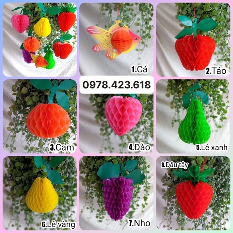 Đèn Lồng Hình Trái Cây Hoa Quả - Đèn Lồng Trung Thu Cho Bé Trang Trí Lớp Học, Mầm Non, Hội Chợ