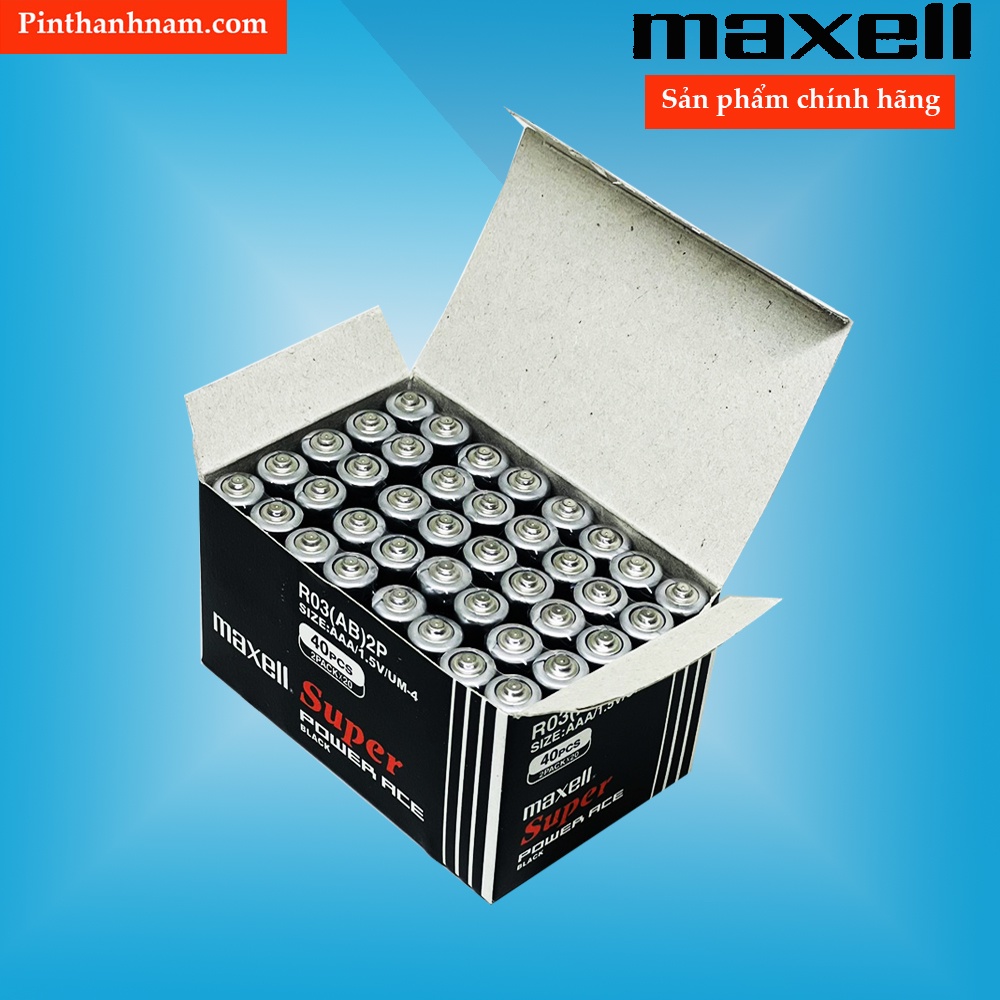 Hộp 40 viên pin AAA Maxell đũa super power R03P chính hãng