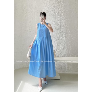 Đầm thiết kế dáng dài sát nách xếp ly tùng váy cao - Đầm thiết kế cao cấp The Leaf Closet -