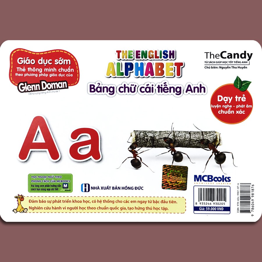 Sách - Giáo Dục Sớm - Thẻ Thông Minh Chuẩn Theo Phương Pháp Giáo Dục Của Glenn Doman - Bảng Chữ Cái Tiếng Anh (Tái Bản)