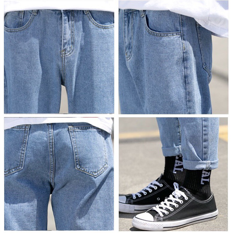 Quần jean baggy nam rách trắng đen 2 gối gấu ống suông rộng chất vải bò cao cấp RG01 Ullzang hàn quốc Helloyou 2022 | BigBuy360 - bigbuy360.vn