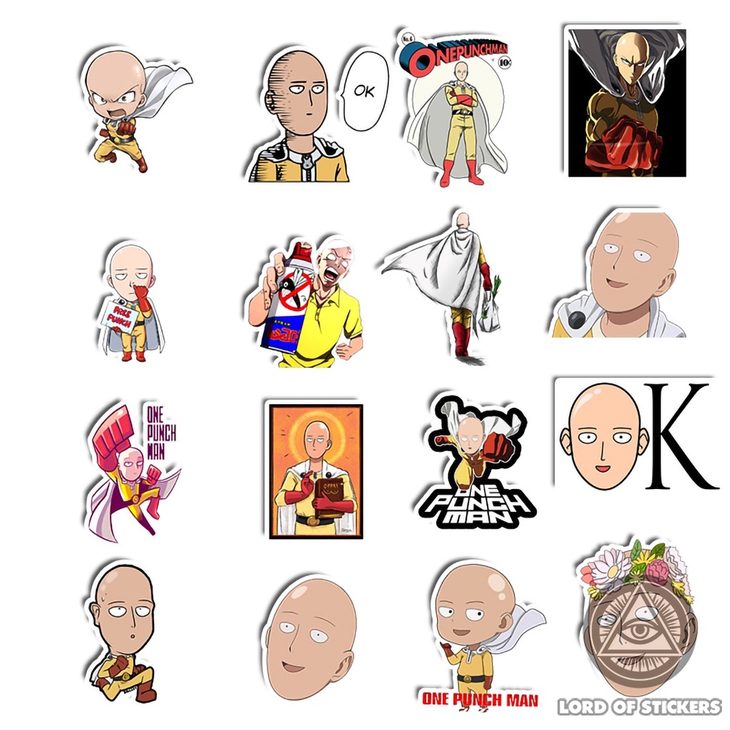 Set 49 Hình Dán One Punch Man Sticker Saitama Anime Manga Chống Thấm Nước Trang Trí Mũ Bảo Hiểm, Ván Trượt, Laptop, Vali
