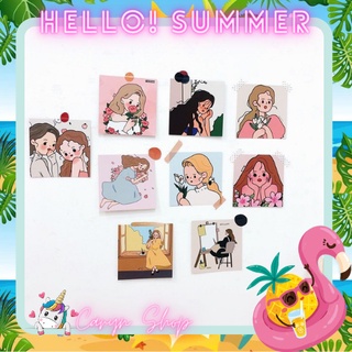 Set Thiệp Postcard Có 2 Mặt Hình Cô Gái Siêu Dễ Thương